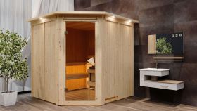 Sauna "Nooa" SET mit Kranz und Ofen BIO 9 kW - 210 x 210 x 202 cm (B x T x H)