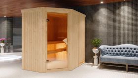 Sauna "Mika" SET mit Ofen 9 kW Edelstahl - 151 x 196 x 198 cm (B x T x H)