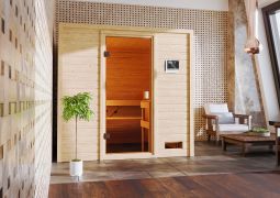 Sauna "Sjur" mit bronzierter Tür - Farbe: Natur - 195 x 169 x 187 cm (B x T x H)