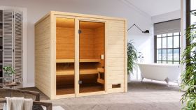 Sauna "Emmik" mit bronzierter Tür - Farbe: Natur - 196 x 196 x 187 cm (B x T x H)