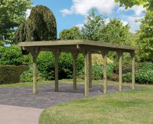 Einzelcarport Classic 2 Variante A SET mit Stahldachplatten, Farbe: Natur KDI, Grundfläche 14,1 m²