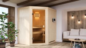 Sauna "Geysa" SET - Farbe: Natur, Ofen externe Steuerung easy 9 kW - 170 x 151 x 198 cm (B x T x H)