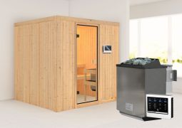 Sauna "Jonina" SET - Farbe: Natur, Ofen BIO 9 kW - 196 x 178 x 198 cm (B x T x H)