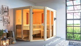 Infrarotkabine "Eldey" SET mit bronzierter Tür - Farbe: Natur, Ofen 9 kW - 231 x 196 x 198 cm (B x T x H)