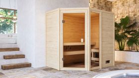 Sauna "Birger" SET mit bronzierter Tür - Farbe: Natur, Ofen 9 kW - 196 x 146 x 187 cm (B x T x H)