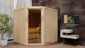 Sauna "Nooa" mit graphitfarbener Tür - Farbe: Natur - 196 x 196 x 198 cm (B x T x H)
