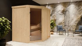 Sauna "Hanko" mit graphitfarbener Tür - Farbe: Natur - 196 x 170 x 198 cm (B x T x H)