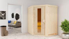 Sauna "Eetu" mit Energiespartür - Farbe: Natur - 151 x 151 x 198 cm (B x T x H)
