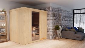 Sauna "Veli" mit graphitfarbener Tür - Farbe: Natur - 196 x 151 x 198 cm (B x T x H)