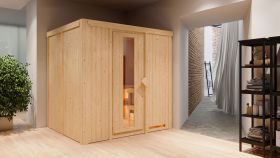Sauna "Eemil" SET mit Energiespartür - Farbe: Natur, Ofen 9 kW - 196 x 170 x 198 cm (B x T x H)