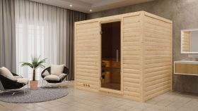 Sauna "Leja" SET mit graphitfarbener Tür - Farbe: Natur, Ofen BIO 9 kW - 231 x 196 x 200 cm (B x T x H)