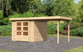 Gartenhaus SET AKTION mit Doppelflügeltür & Schleppdach, Farbe: Natur, Grundfläche: 5,76 m²