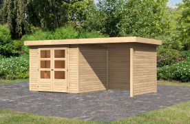 Gartenhaus SET AKTION mit Schleppdach, Seiten- und Rückwand 2,4 m breit, Farbe: Natur, Grundfläche: 5,76 m²
