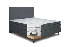 Boxspringbett LAE, Box: Bonellfederkern, Matratze: Taschenfederkern, Top Matress: Schaumstoff - Abmessung: 120 x 200 cm