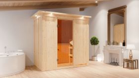 Sauna "Eeli" SET mit bronzierter Tür und Kranz mit Ofen externe Steuerung easy 9 kW - 210 x 132 x 202 cm (B x T x H)