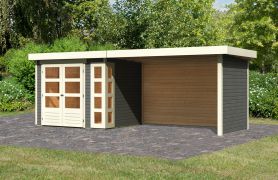 Gartenhaus SET terragrau mit Schleppdach 2,8 m Breite, Seiten- und Rückwand, Grundfläche: 5,07 m²