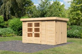 Gartenhaus SET naturbelassen mit Anbauschrank, Grundfläche: 6,71m²