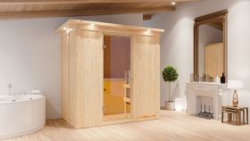 Sauna "Eeli" SET mit Klarglastür, Kranz & Ofen 9 kW - 210 x 132 x 202 cm (B x T x H)