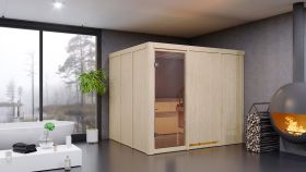 Sauna "Toivo" SET mit Klarglastür & Ofen 9 kW - 231 x 196 x 198 cm (B x T x H)