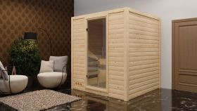 Sauna "Jonna" SET mit Klarglastür & Ofen BIO 9 kW - 196 x 196 x 200 cm (B x T x H)
