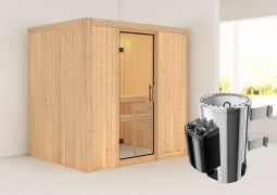Sauna "Jarle" SET mit Klarglastür & Ofen 3,6 kW - 196 x 151 x 198 cm (B x T x H)