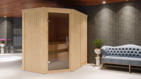 Sauna "Ole" mit graphitfarbener Tür - Farbe: Natur - 151 x 196 x 198 cm (B x T x H)