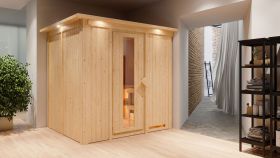 Sauna "Agnar" mit Energiespartür und Kranz - Farbe: Natur - 210 x 184 x 202 cm (B x T x H)