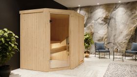 Sauna "Askjell" AKTION mit Klarglastür - Farbe: Natur - 196 x 170 x 198 cm (B x T x H)