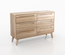 Kommode mit sechs Schubladen Engordany 02 | Buche Vollholz massiv | lackiert | Farbe: Buche | Maße: 90 x 140 x 39 cm | Soft-Close-Funktion | für Wohnzimmer