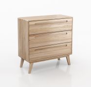 Schmale Kommode mit drei Schubladen Engordany 04 | Buche Vollholz massiv | lackiert | Farbe: Buche | Soft-Close-Funktion | für Wohnzimmer
