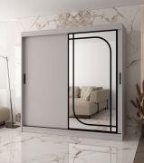 Schiebetürenschrank | Kaschmir | dekorativer Spiegel | 200 x 62 x 200 cm | 10 Fächer | 2 Kleiderstangen | Moderne Details | Kleiderschrank