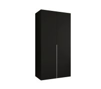 Kleiderschrank mit zwei Türen Eiger 07, Farbe: Schwarz, eine Kleiderstange, 1 Meter breit, ein Fach, Soft-Close-Funktion, Griffe: Kaschmir, Drehtürenschrank
