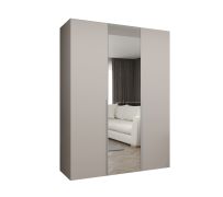 Kleiderschrank / Drehtürenschrank mit zwei Kleiderstangen Eiger 76, Farbe: Kaschmir, 1,5 Meter breit, zwei Fächer, Griffe: Kaschmir, eine Spiegeltür