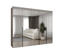Drehtürenschrank / Kleiderschrank mit drei Kleiderstangen Eiger 152, Farbe: Kaschmir, drei Fächer, 2,5 Meter breit, Soft-Close-Funktion, Griffe: Schwarz
