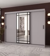 Schiebetürenschrank | dekorative Spiegeltür | Farbe: Eiche Artisan | 2 Kleiderstangen | Kleiderschrank | 10 Fächer | 250 x 62 x 200 cm | Langlebig und Widerstandsfähig