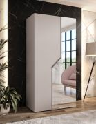 Kleiderschrank | 1 Spiegeltür | Farbe: Kaschmir | 1 Fach | 1 Kleiderstange | Griffe: Kaschmir | Drehtürenschrank | Maße: 100 x 52 x 202 cm | Soft-Close-Funktion