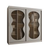 Schiebetürenschrank / Kleiderschrank mit 10 Fächer Ortler 14, zwei Kleiderstangen, Farbe: Kaschmir, Schiebetüren mit Rauchglas, 2 Meter breit, für Schlafzimmer