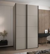 Kleiderschrank / Schiebetürenschrank | 6 Fächer | 2 Kleiderstangen | 245,5 x 130 x 64 cm | 2 Schiebetüren | 6 Einlegeböden | Farbe: Kaschmir | Soft-Close