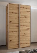Kleiderschrank / Schiebetürenschrank | 245,5 x 140 x 64 cm | 2 Kleiderstangen | 2 Schiebetüren | 6 Fächer | Soft-Close-Funktion | Farbe: Eiche Artisan