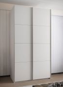 Schiebetürenschrank / Kleiderschrank | 6 Fächer | 245,5 x 140 x 64 cm | 2 Kleiderstangen | 2 Schiebetüren | 6 Einlegeböden | Soft-Close | Farbe: Weiß