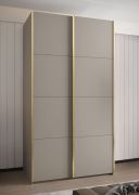 Kleiderschrank / Schiebetürenschrank | 245,5 x 140 x 64 cm | 6 Fächer | 2 Kleiderstangen | 2 Schiebetüren | 6 Einlegeböden | Farbe: Kaschmir | Soft-Close