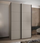 Kleiderschrank / Schiebetürenschrank | 6 Fächer | 245,5 x 150 x 64 cm | 2 Schiebetüren | 2 Kleiderstangen | 6 Einlegeböden | Farbe: Kaschmir | Soft-Close