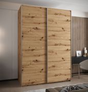 Kleiderschrank / Schiebetürenschrank | 245,5 x 170 x 64 cm | 11 Fächer | 10 Einlegeböden | 2 Kleiderstangen | 2 Schiebetüren | Farbe: Eiche Artisan
