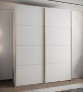 Kleiderschrank / Schiebetürenschrank | 245,5 x 190 x 64 cm | 2 Schiebetüren | 2 Kleiderstangen | 11 Fächer | 10 Einlegeböden | Farbe: Weiß | Soft-Close