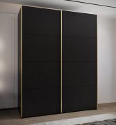 Kleiderschrank / Schiebetürenschrank | 245,5 x 190 x 64 cm | 2 Schiebetüren | 2 Kleiderstangen | 10 Einlegeböden | 11 Fächer | Farbe: Schwarz | Soft-Close