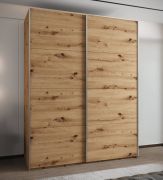 Kleiderschrank / Schiebetürenschrank | 2 Schiebetüren | 2 Kleiderstangen | 245, x 200 x 64 cm | 11 Fächer | 10 Einlegeböden | Farbe: Eiche Artisan
