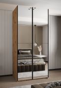 Kleiderschrank / Schiebetürenschrank | Soft-Close | 2 Kleiderstangen | 245,5 x 120 x 64 cm | 2 Schiebetüren | 6 Einlegeböden | Farbe: Eiche Artisan