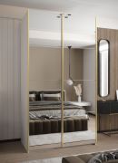 Kleiderschrank / Schiebetürenschrank | 245,5 x 130 x 64 cm | 2 Kleiderstangen | 2 Schiebetüren | ABS Kantenschutz | 6 Fächer | Farbe: Weiß | Soft-Close