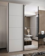Kleiderschrank / Schiebetürenschrank | 11 Fächer | 245,5 x 170 x 64 cm | Farbe: Weiß | Spiegel | 2 Kleiderstangen | 2 Schiebetüren | Soft-Close