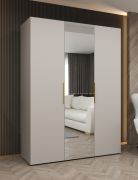 Drehtürenschrank mit zwei Kleiderstangen Korab 77, Farbe: Kaschmir, zwei Fächer, 1,5 Meter breit, Griffe: Gold, Soft-Close-Funktion, eine Spiegeltür